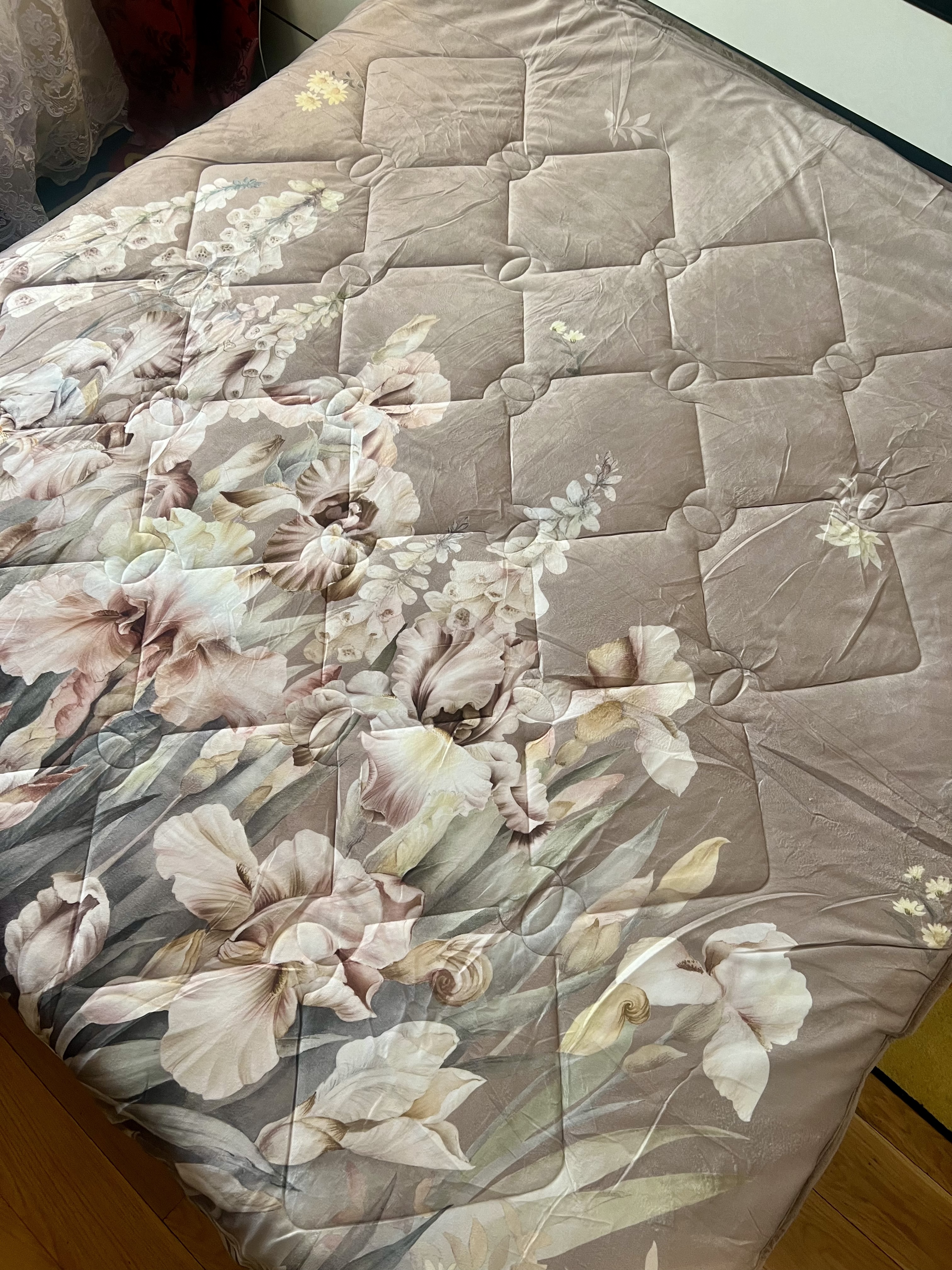 Ковдра стьобана (Покривало) Koloco "Акварельний Букет" (200х230 см, Євро)