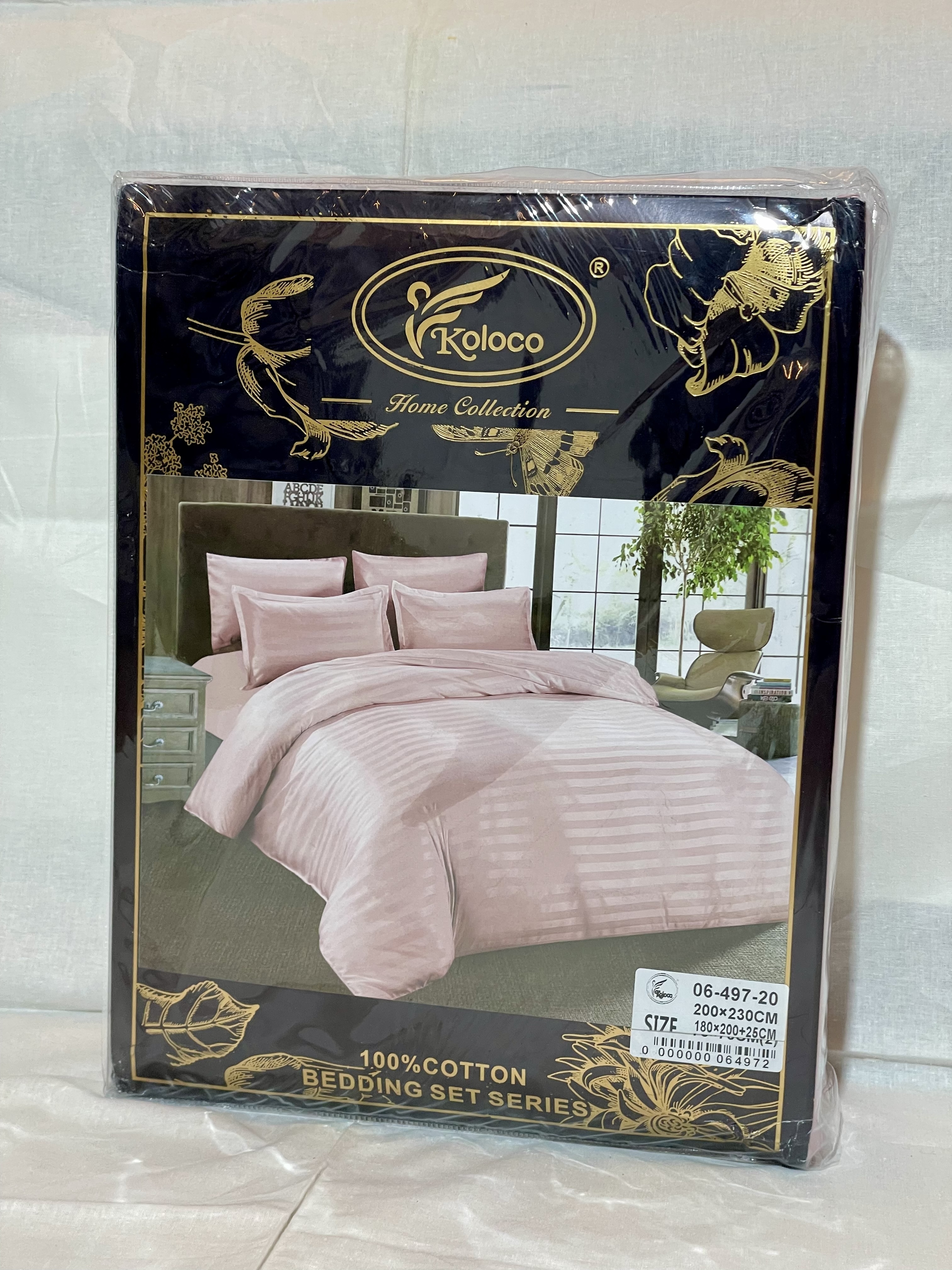 Комплект постільної білизни Koloco "Пудрова Троянда" (100% бавовна, простирадло на гумці)