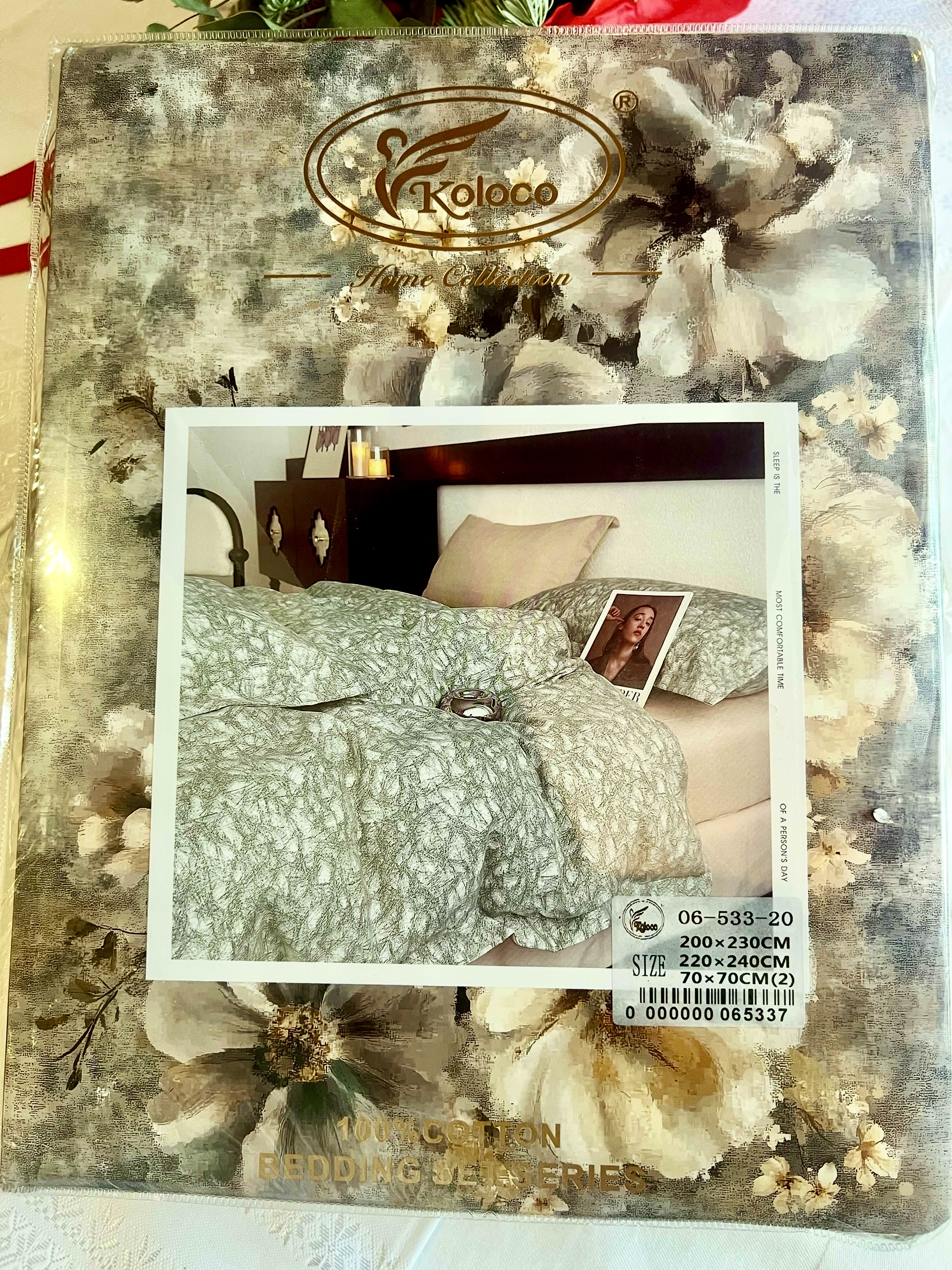 Комплект постільної білизни Koloco "Бежевий Граніт" (100% коттон, Євро)