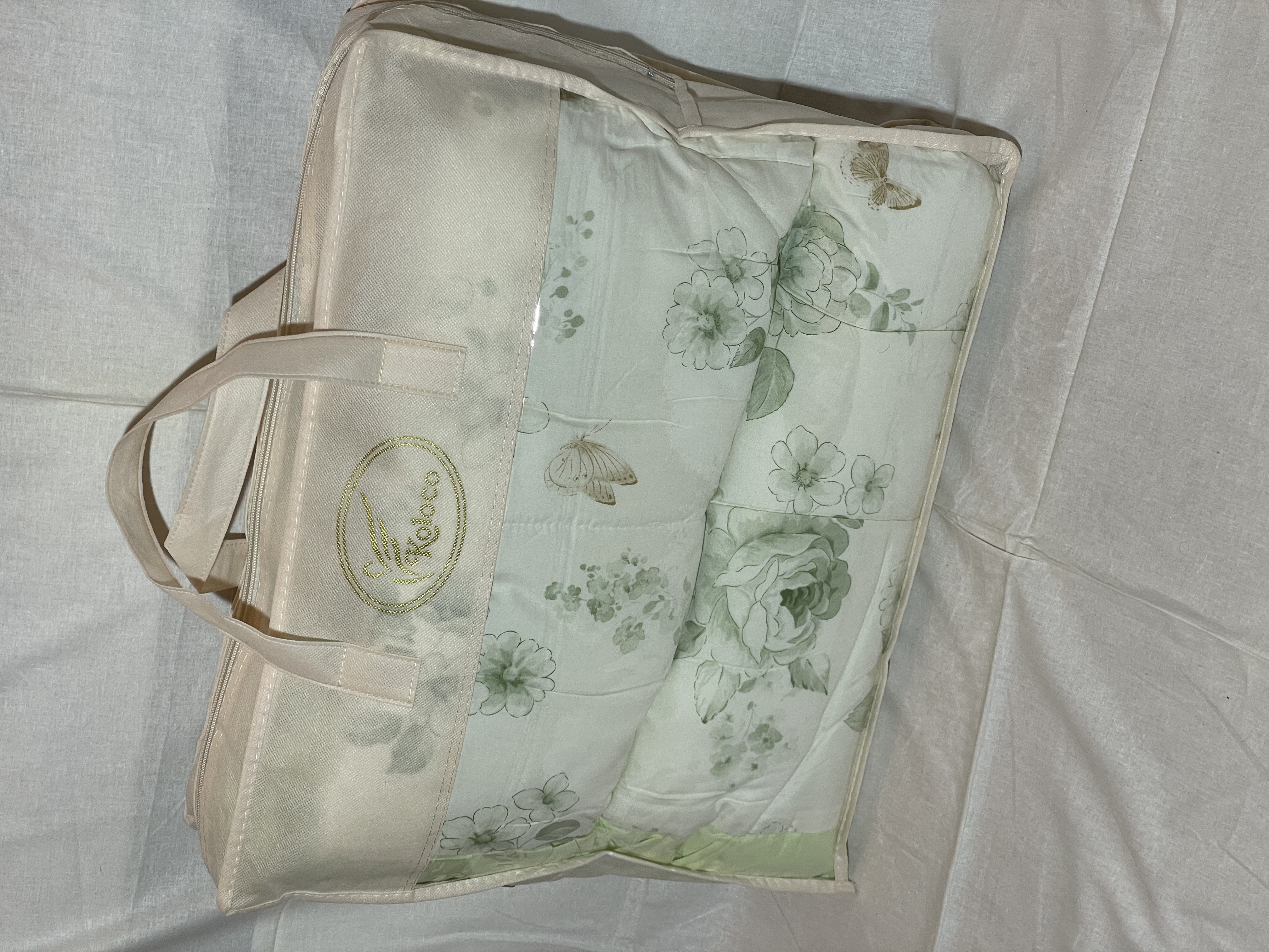 Комплект постільної білизни "Koloco" з літнім стьобаним покривалом "Зелена Олива" (Євро)