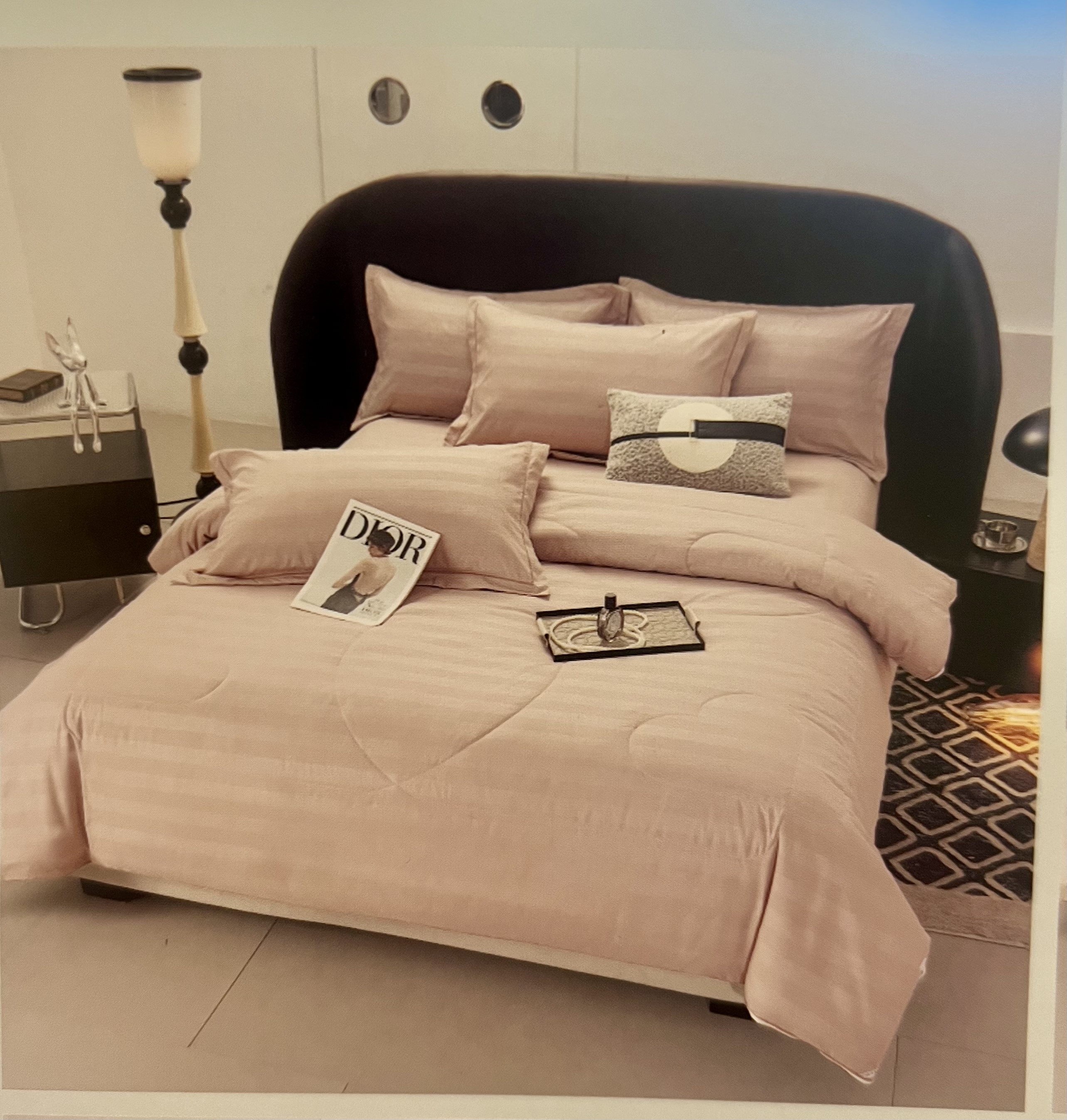 Набір з ковдрою-трансформером "Пудровий Люкс" (Зима/Літо, з'єднання на блискавці, Євро)