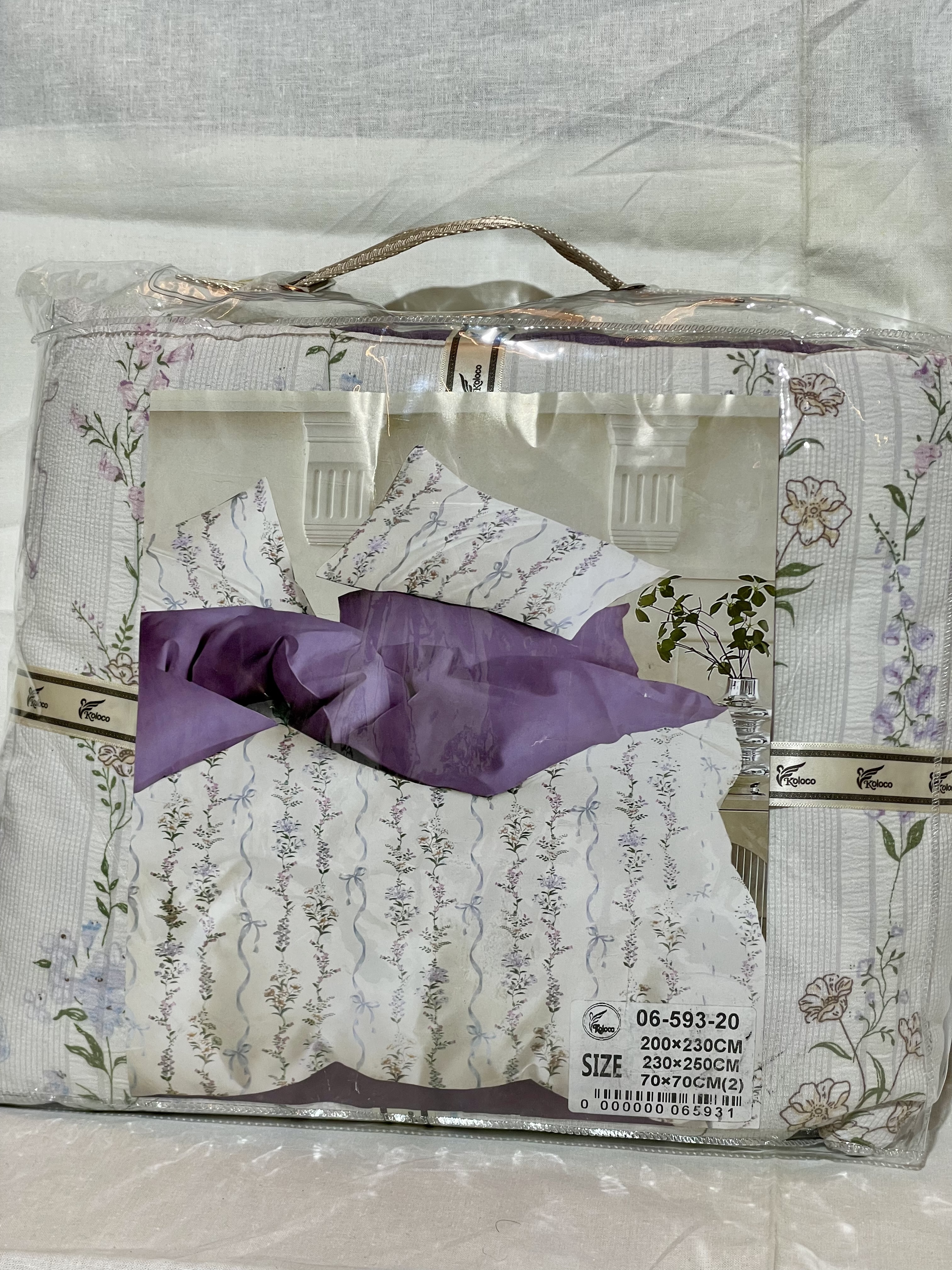 Комплект постільної білизни Koloco "Лавандовий Ранок" (Муслін-Жатка, Євро розмір)