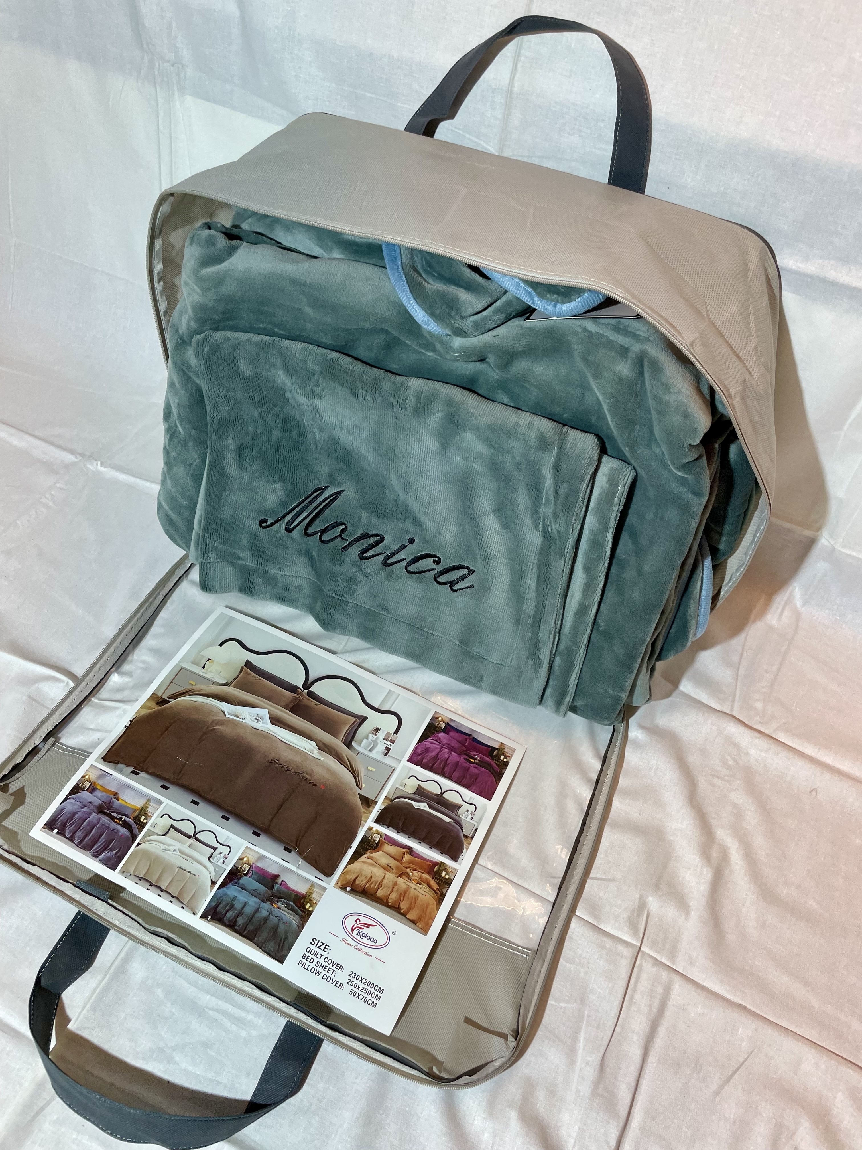 Комплект постільної білизни преміум-класу Koloco "Pretty Monica: Шавлія" (Щільний велюр min-min)